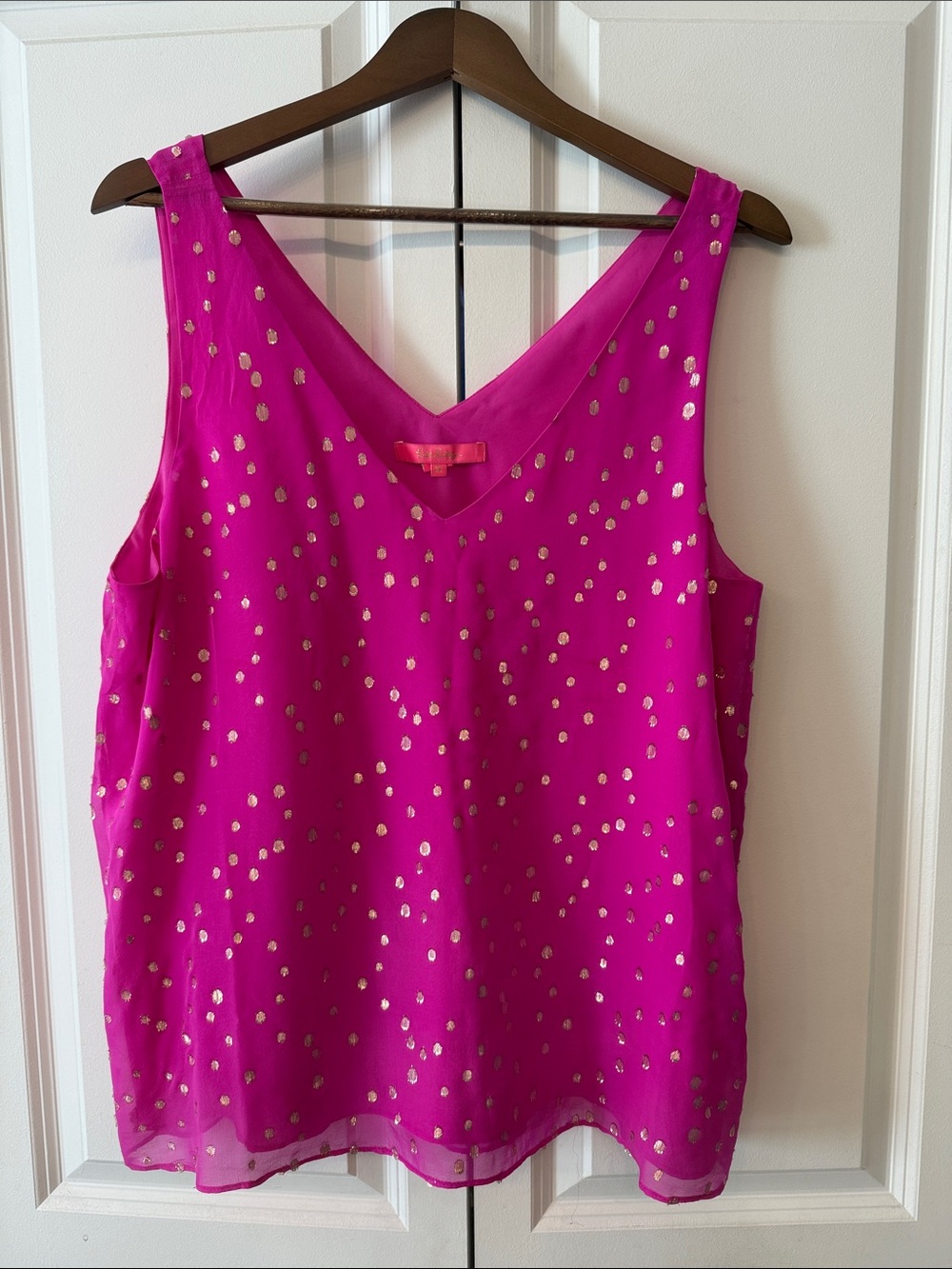Lilly Pulitzer Hot Pink Sleeveless Sequin Dot Camisole